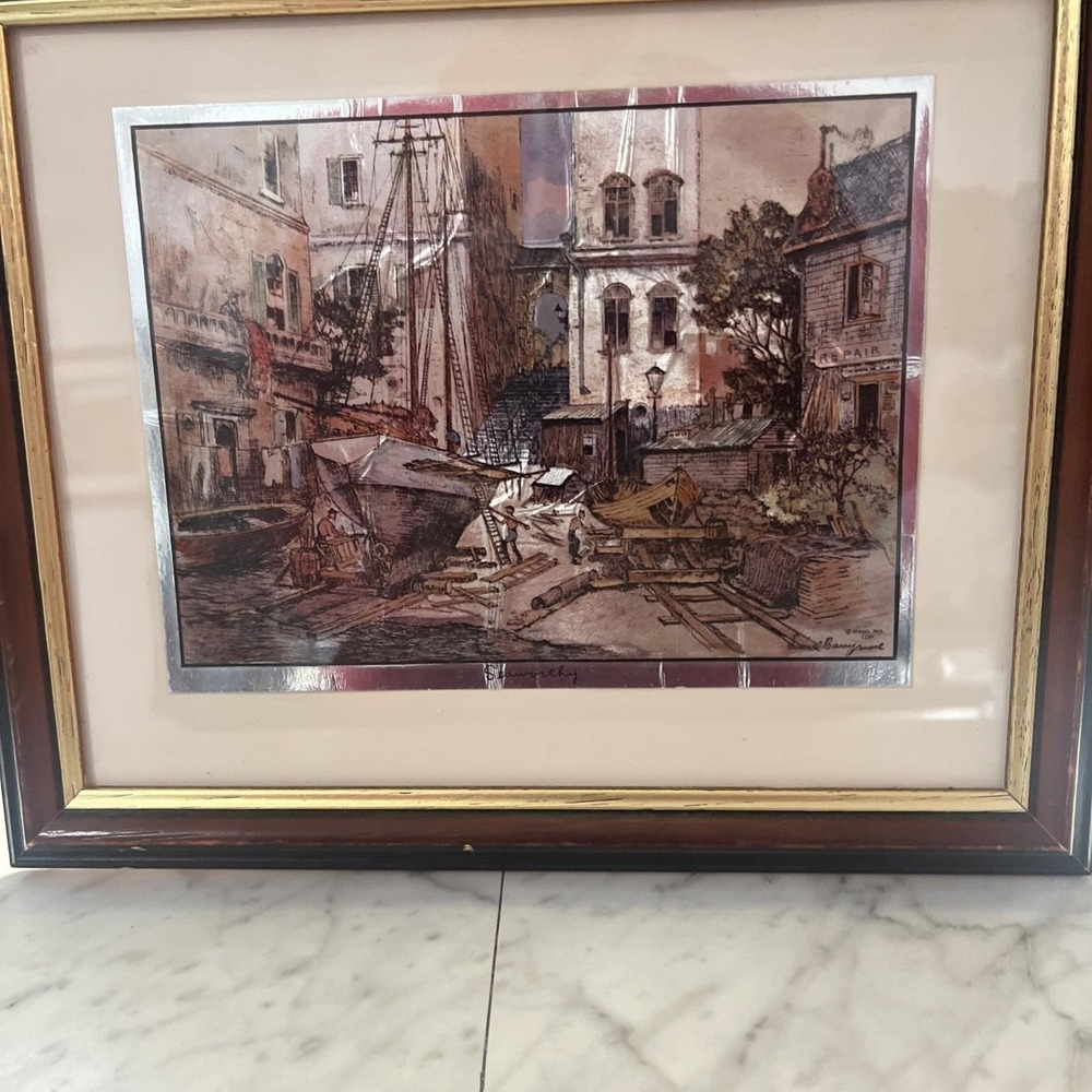 Lionel Barrymore Vintage Purdy's Basin Gold Foil Etched Mat Frame 10x12 MCM